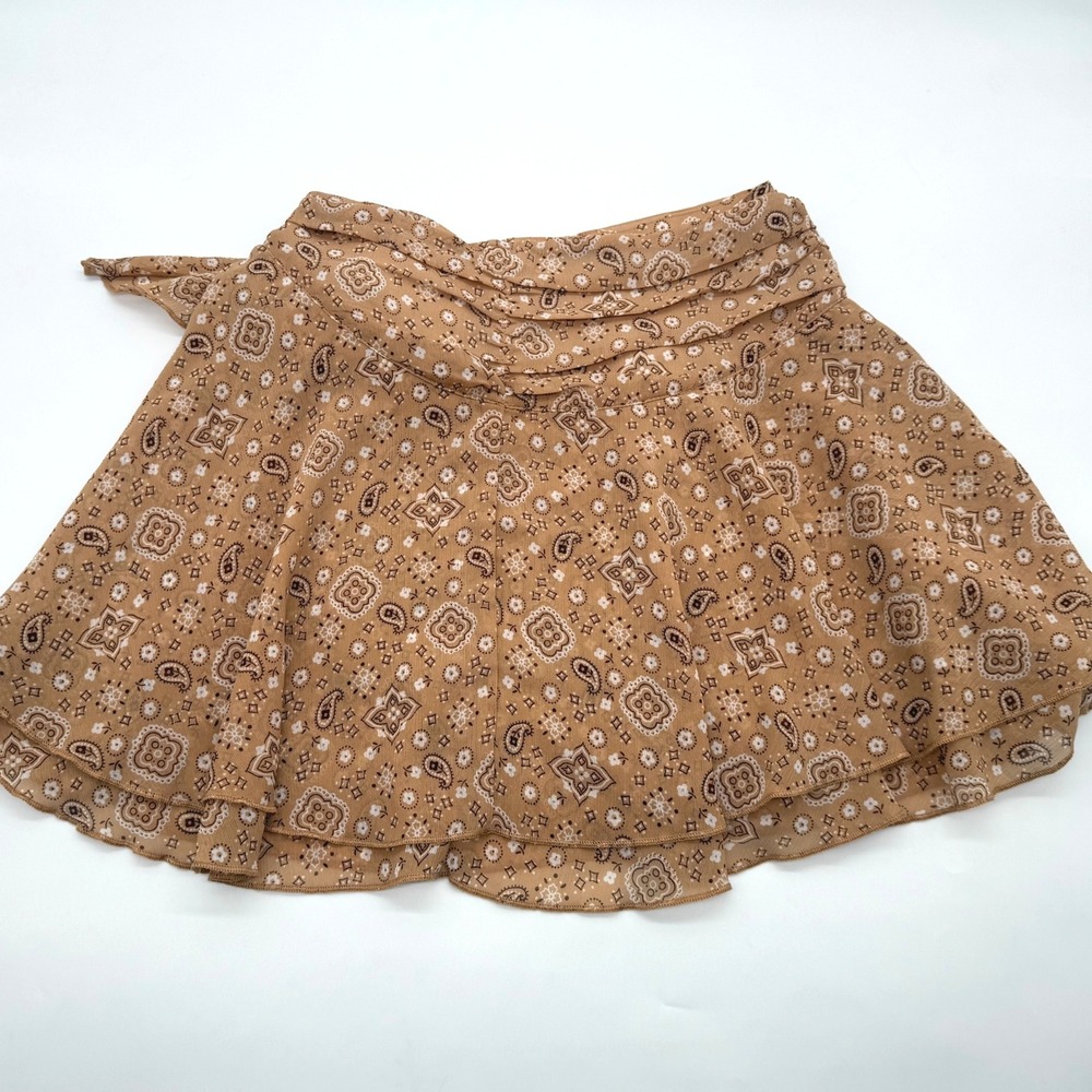 Aerie Tan Paisley Mini Skirt - Picture 9 of 9
